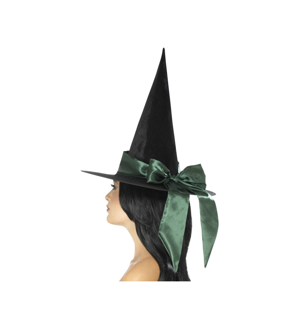 Čarodějnický klobouk se stuhou - Zelený