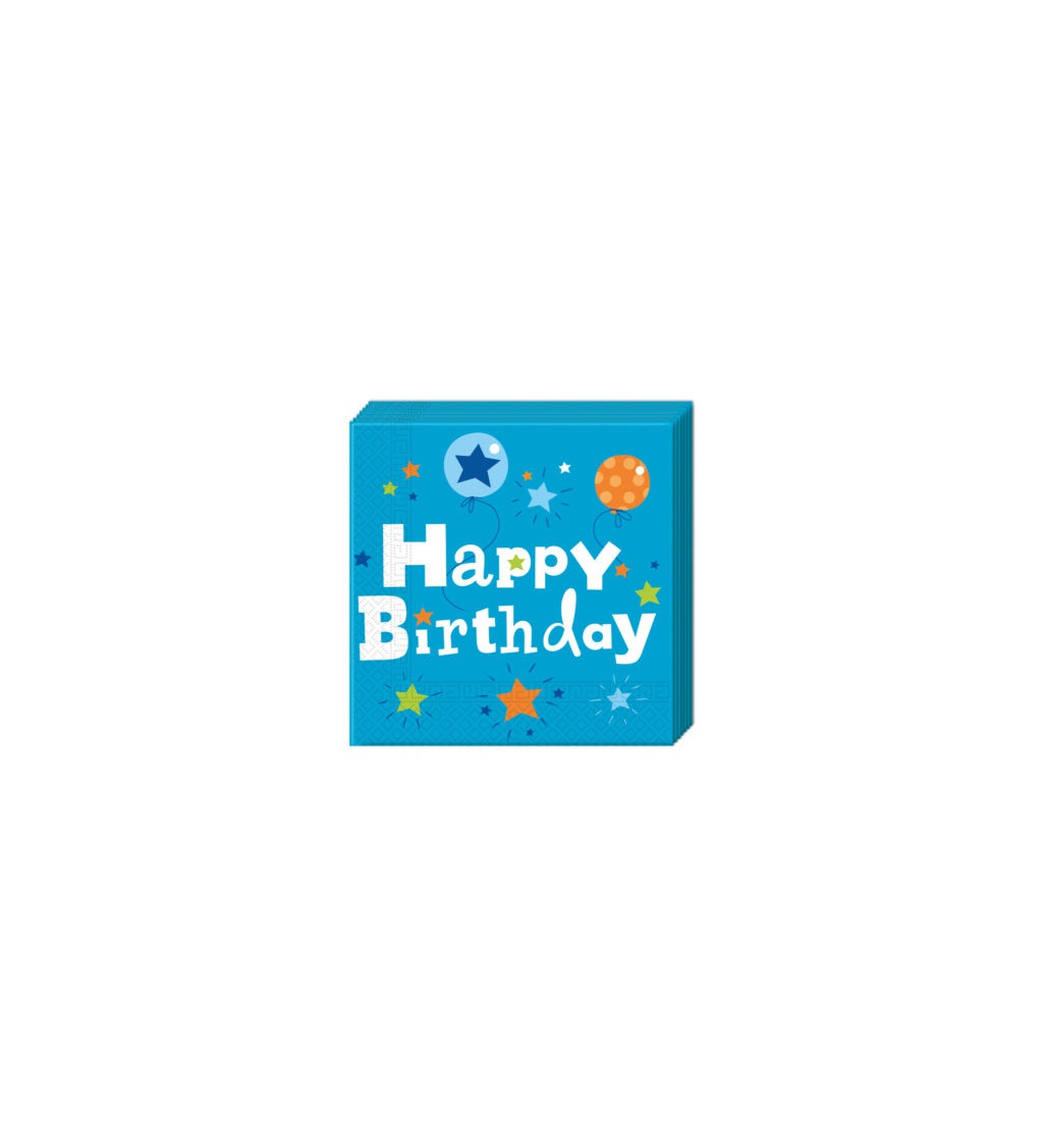 Papírové ubrousky Happy Birthday - modré