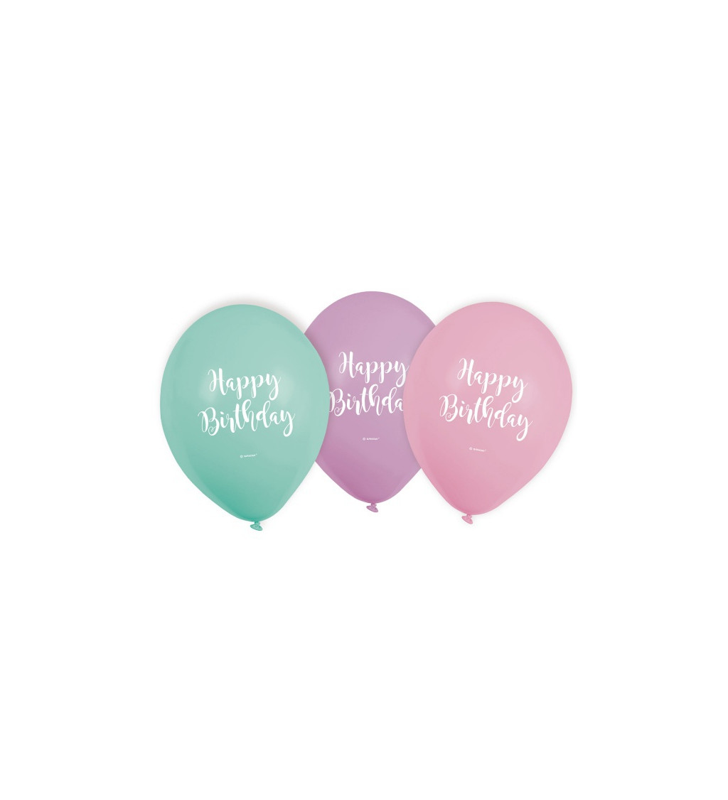Pastelové balónky Happy Birthday