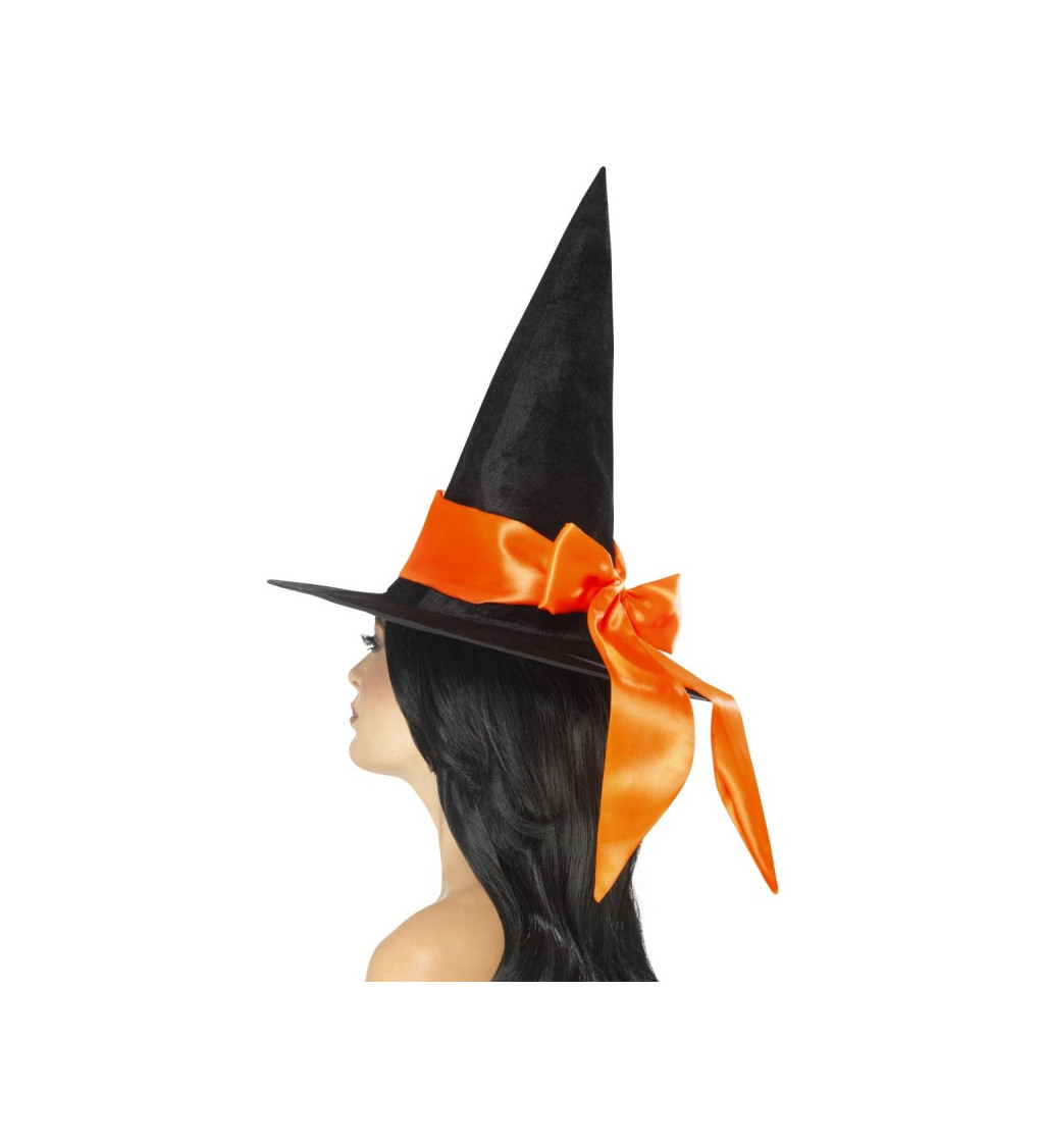Čarodějnický klobouk se stuhou - Oranžový