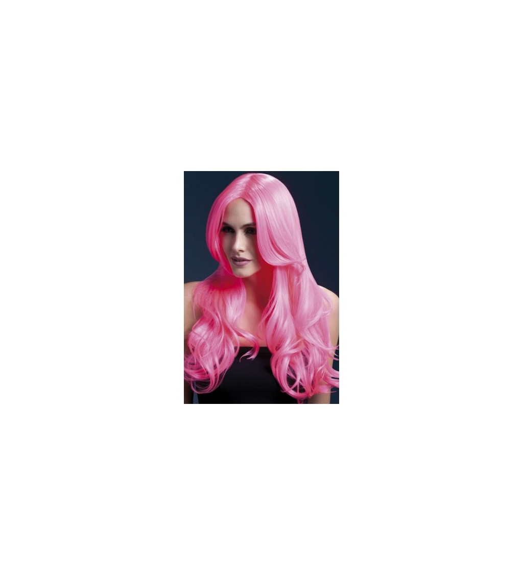 Paruka Khloe Extra  Deluxe - barva neon růžová
