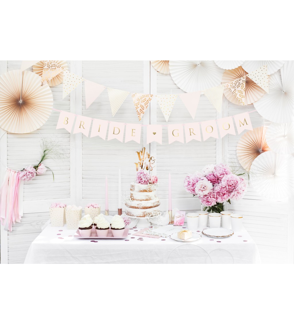 Světle růžový banner - Bride Groom