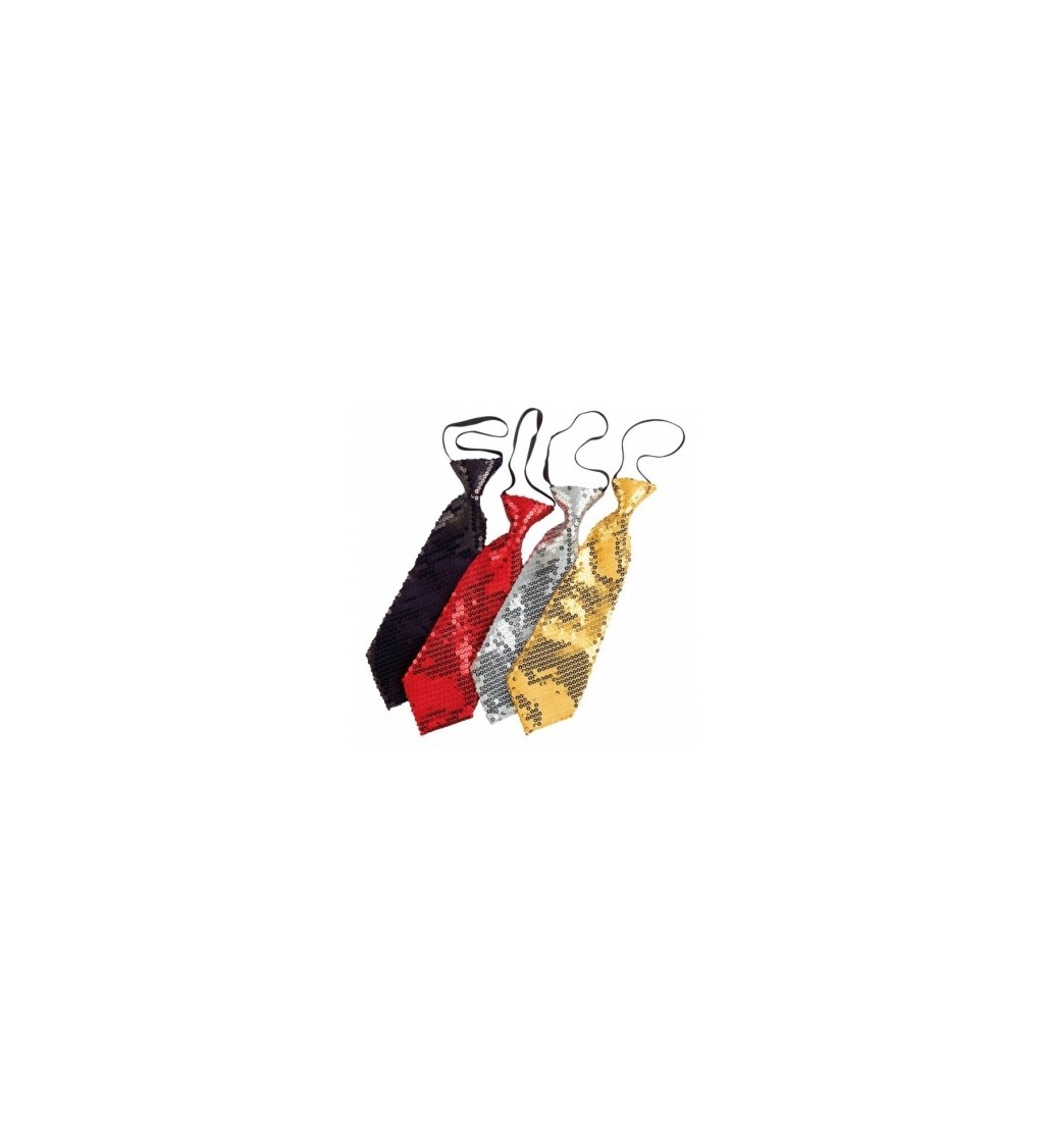 Flitrovaná kravata - barva zlatá