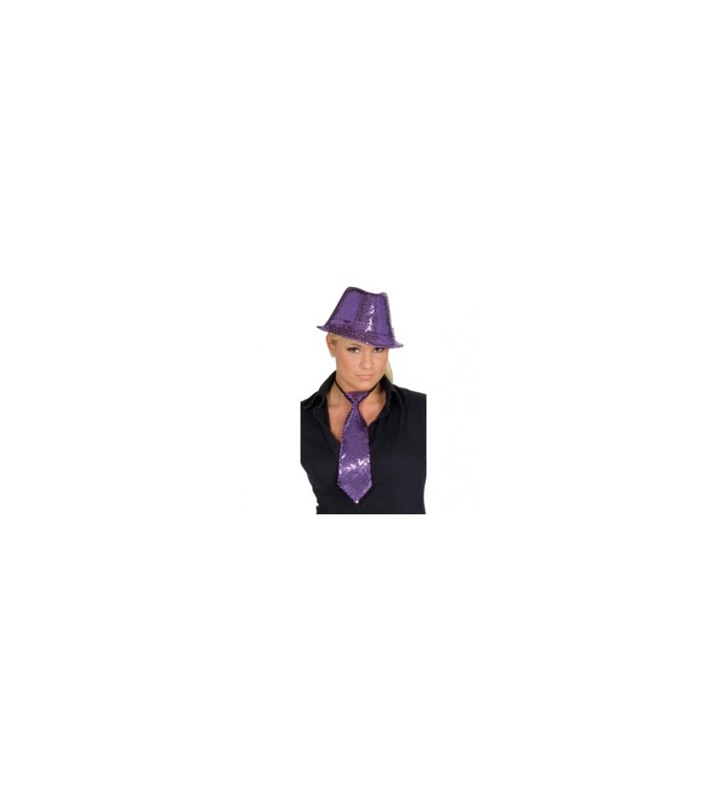 Flitrovaný klobouk Elegance - fialový