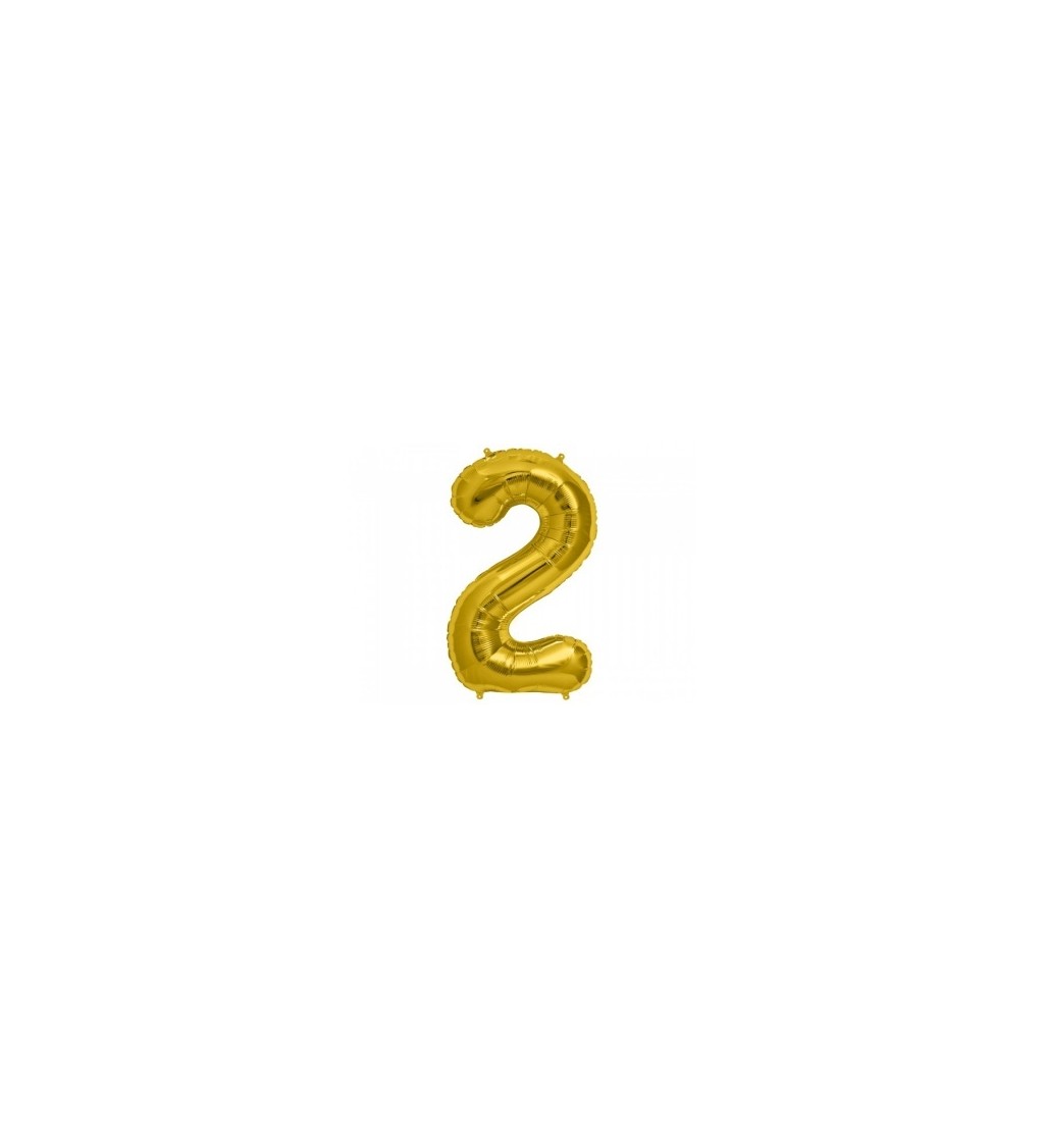 Balonek fóliový číslo 2 - barva zlatá