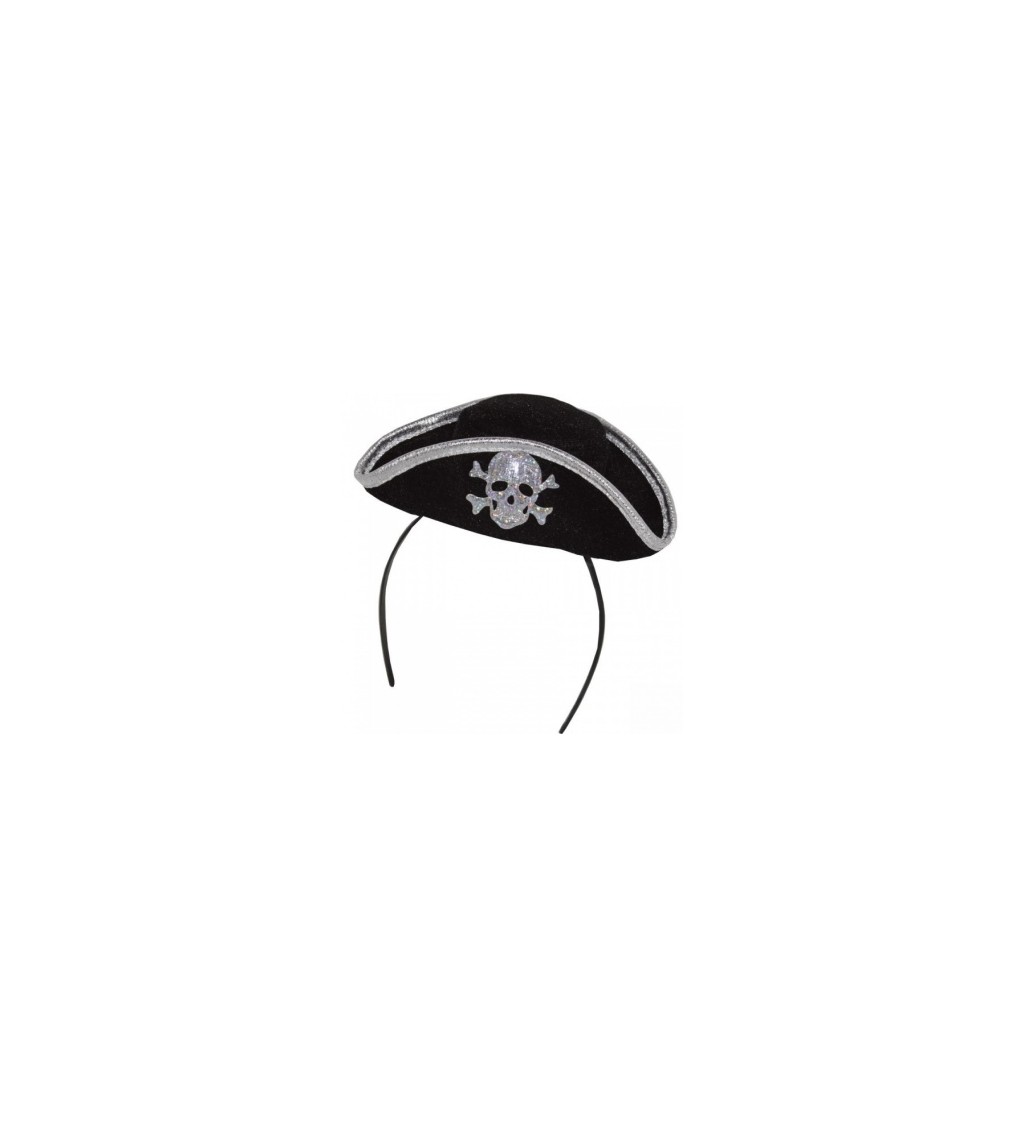Pirátský mini klobouček, barva černá