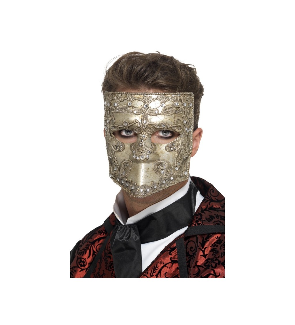 Benátská maska - zlatá