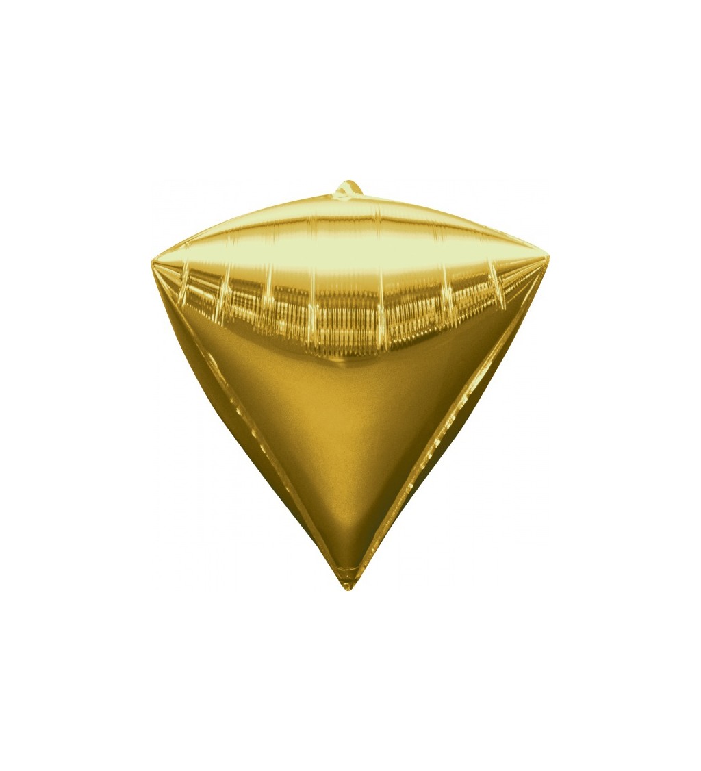 Fóliový balónek ve tvaru diamantu - zlatý