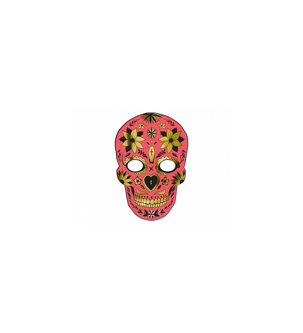 Mexická maska - červená lebka