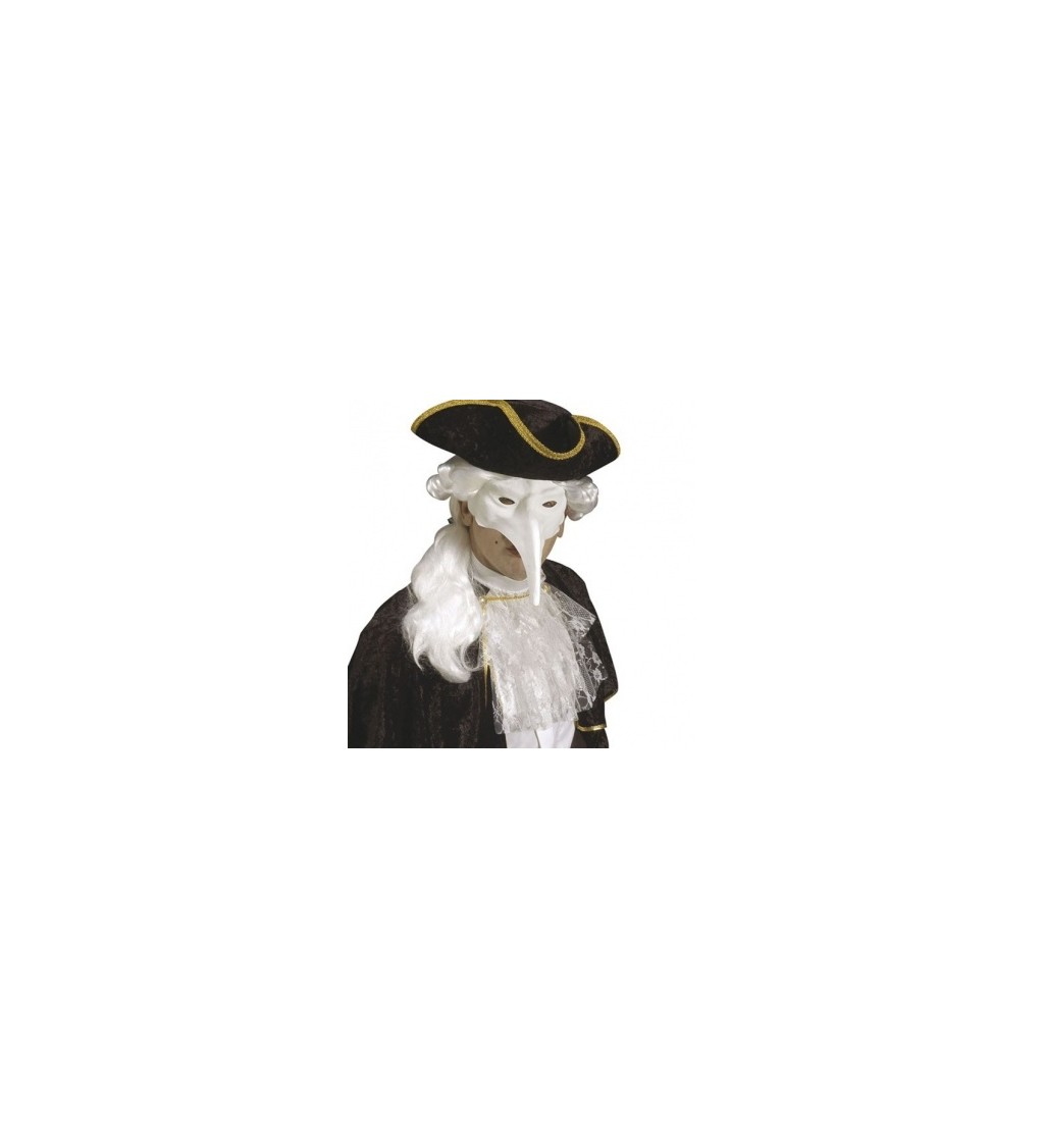 Benátská maska Dlouhý nos - bílá