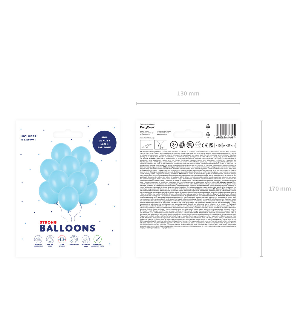 Latex. balónky - sv. modrá neprůhledná