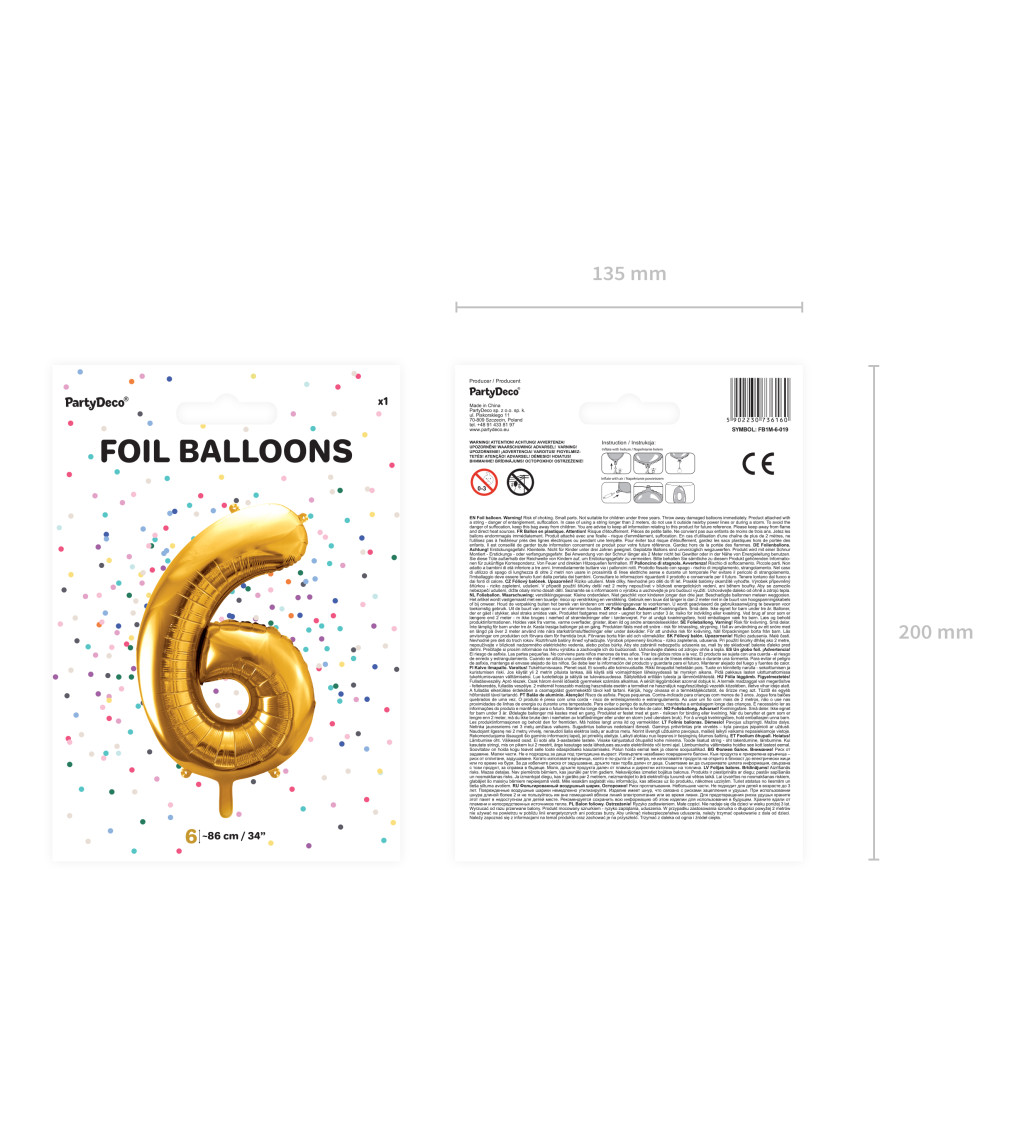 Zlatý fóliový balónek 6