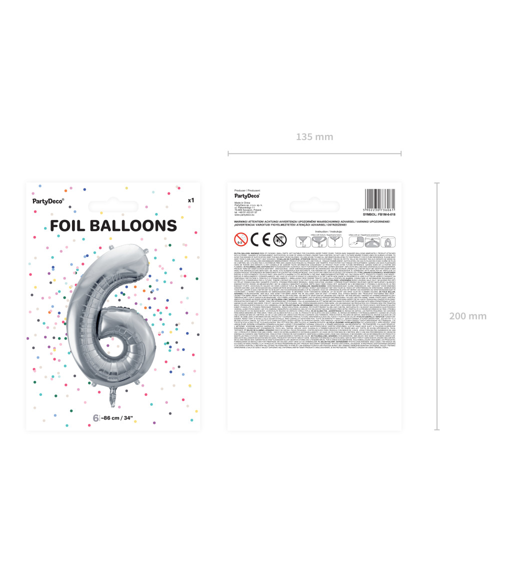Balónek 6 - stříbrná