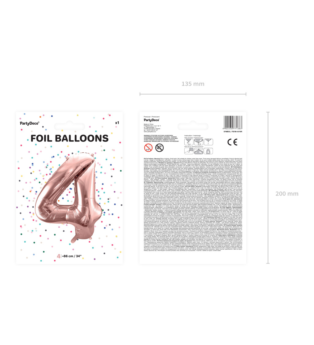 Fóliový balónek 4 - rosegold