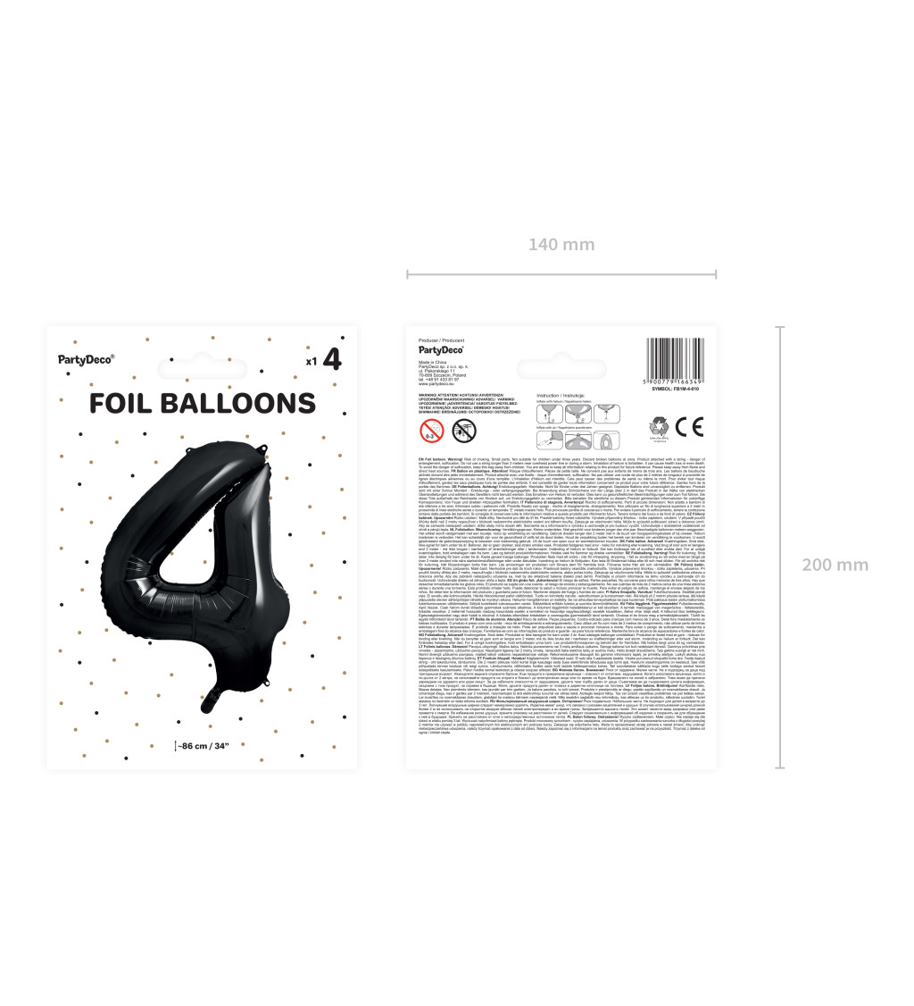 Fóliový balónek 4 - černá