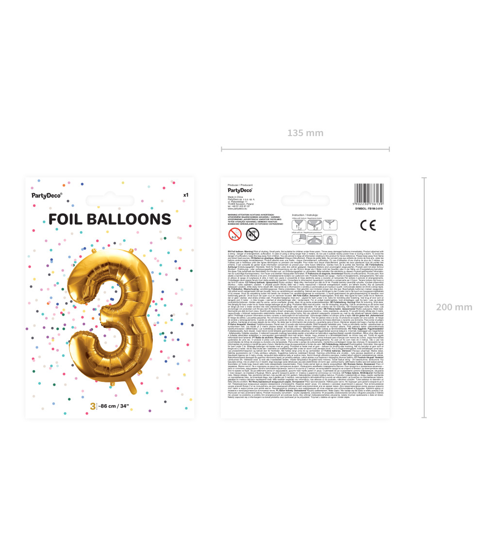 Balónek číslo 3 - zlatý