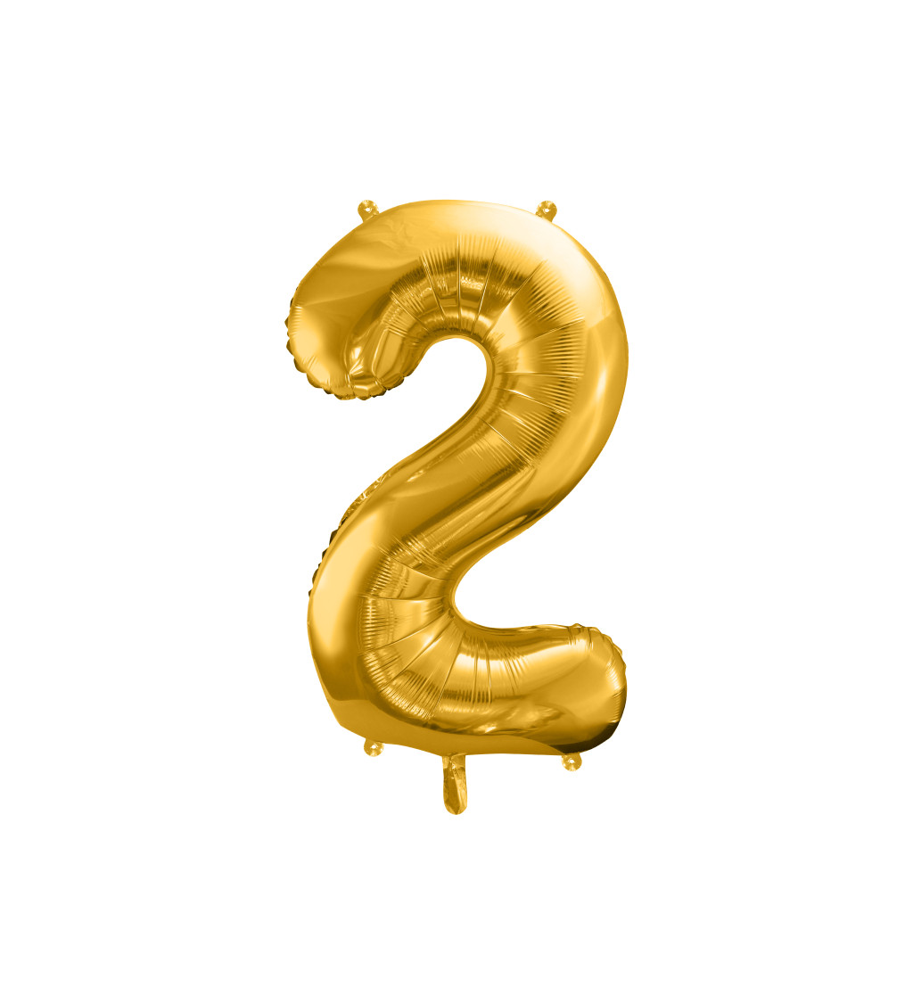 Zlatý balónek číslice 2