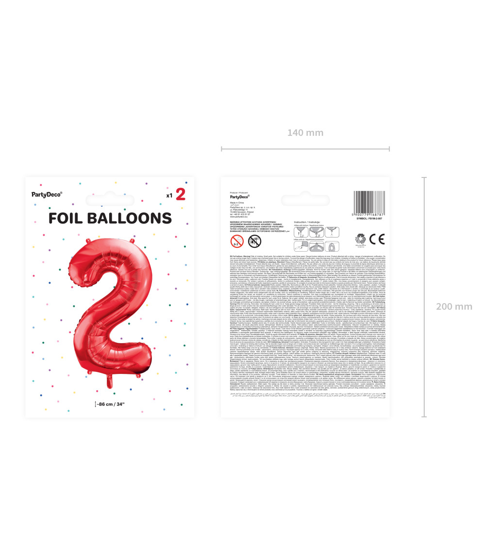 Balónek číslo 2 - červený