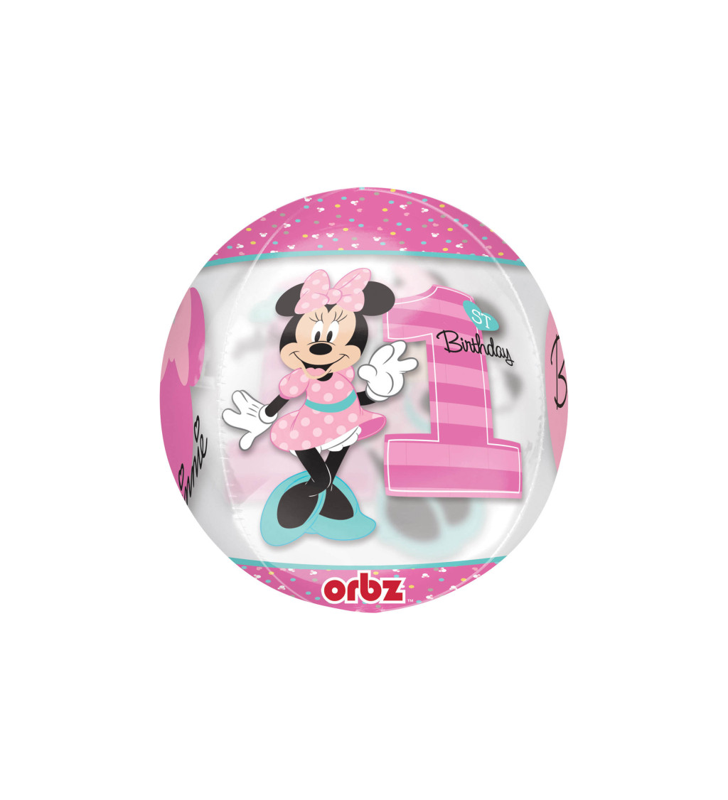 Kulatý balónek Minnie - Birthday girl