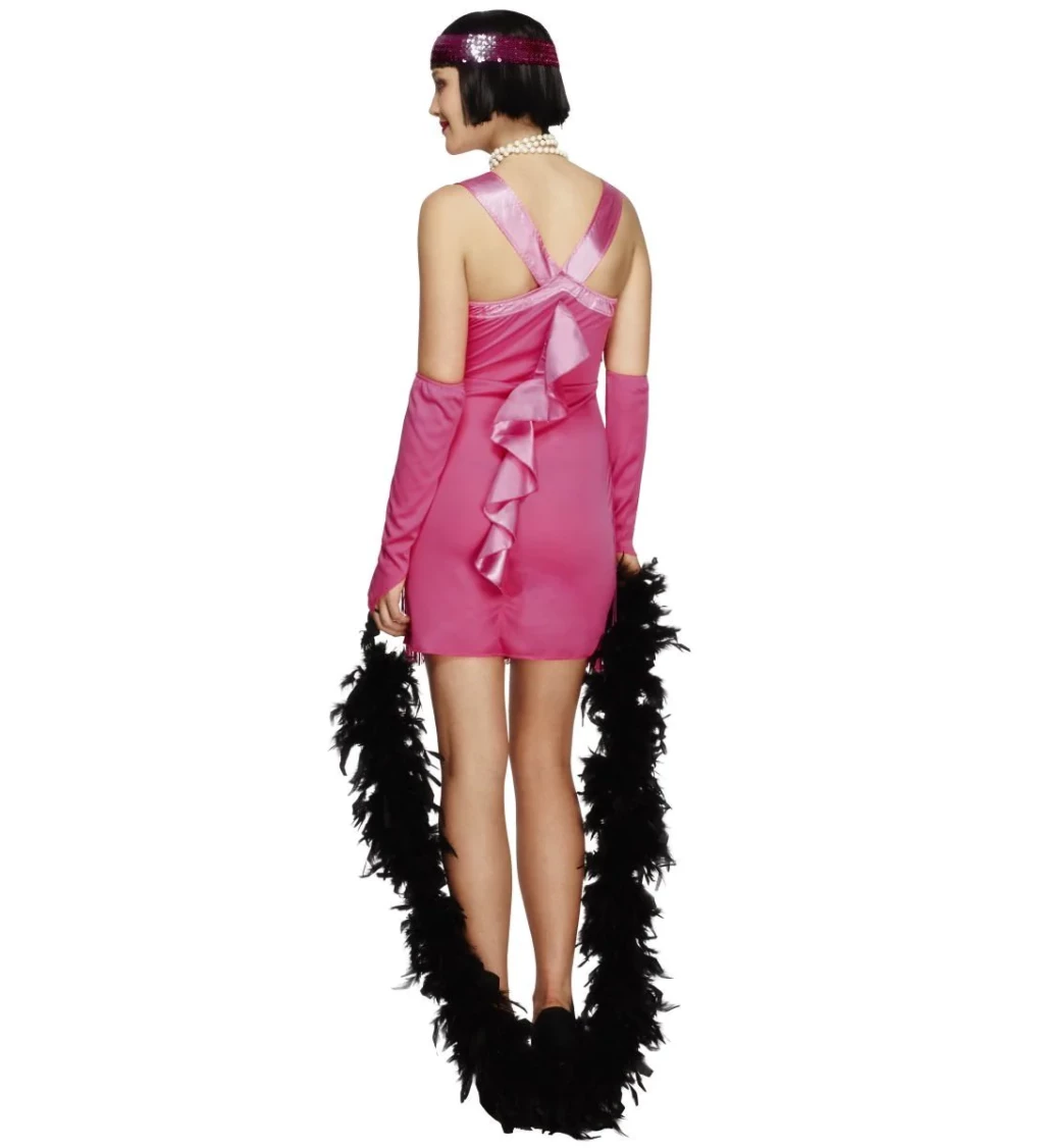 Kostým - sexy prohibice, růžové šaty