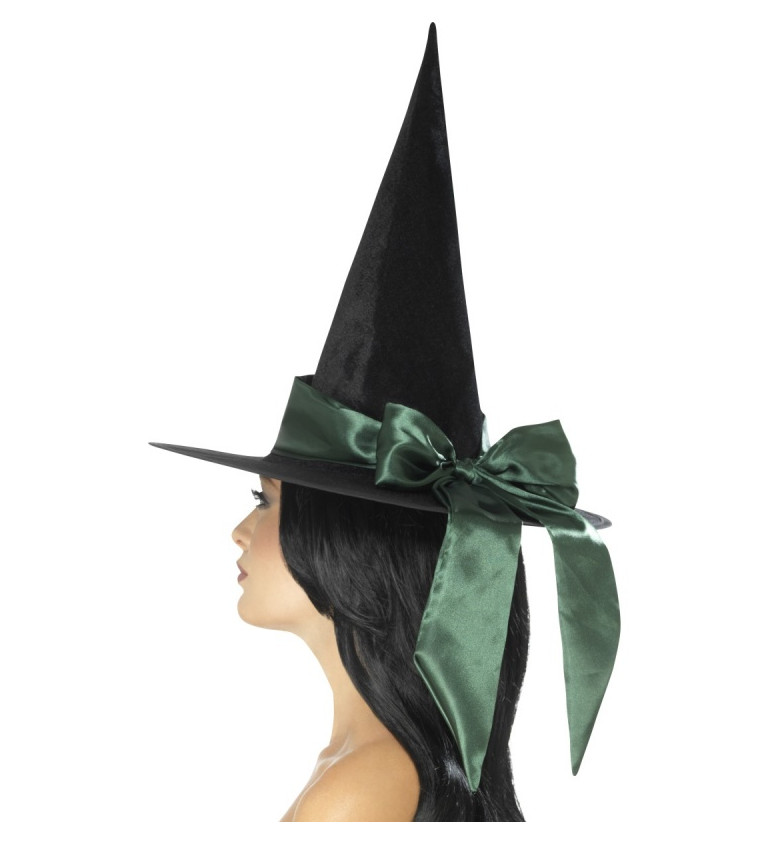 Čarodějnický klobouk se stuhou - Zelený