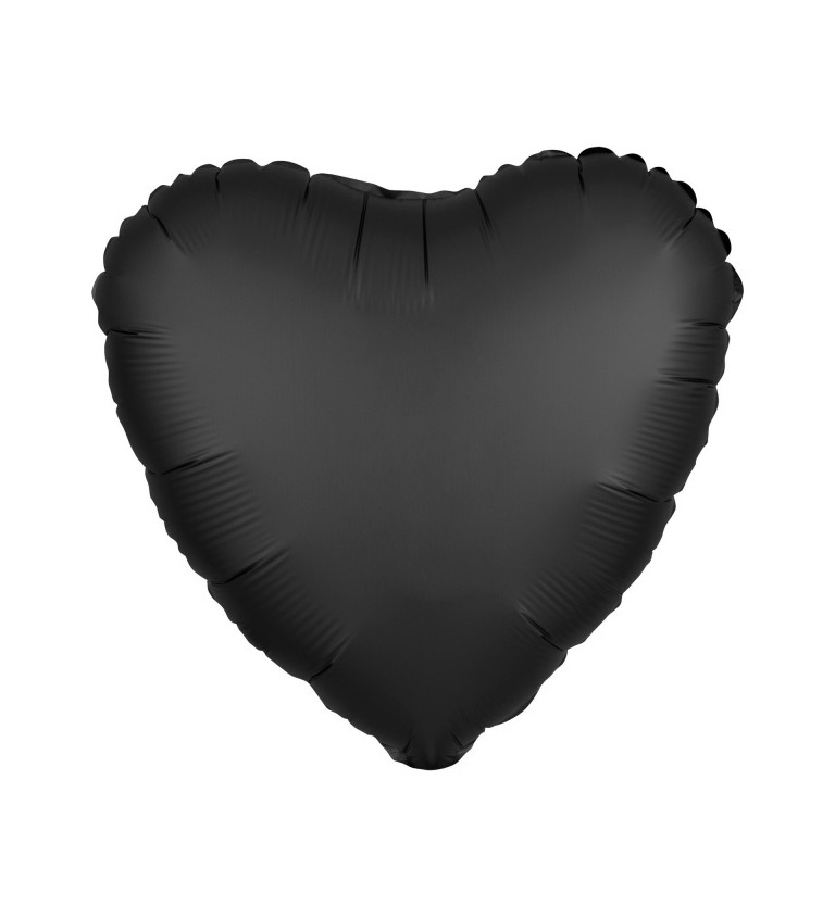 Saténové fóliové srdce - černé