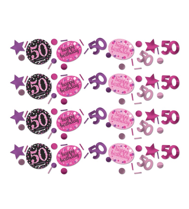 Narozeninové konfety 50 let Růžové