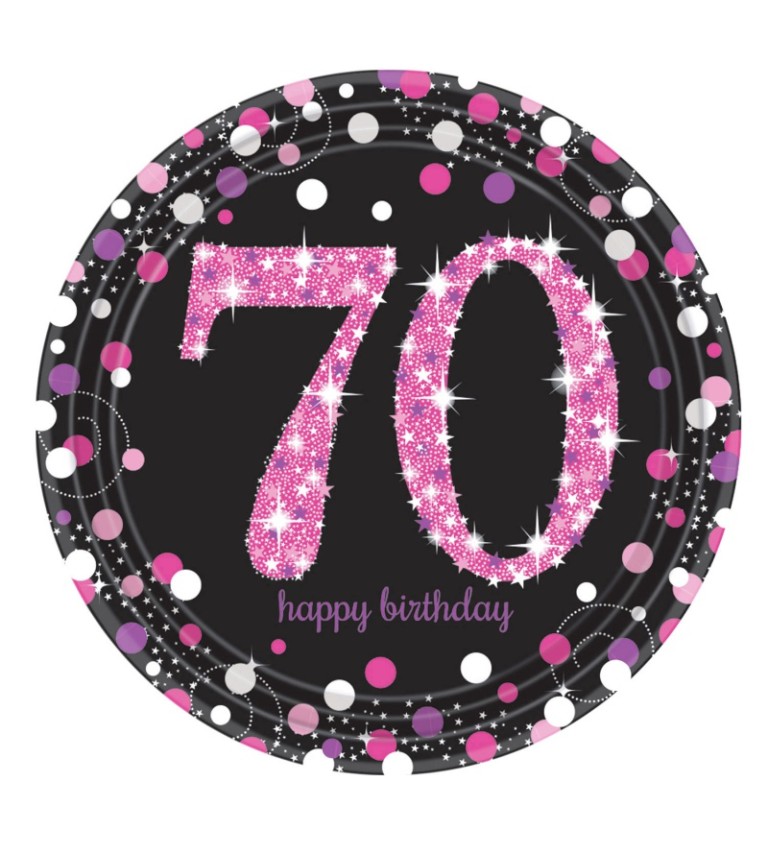Růžové párty talířky 70 let
