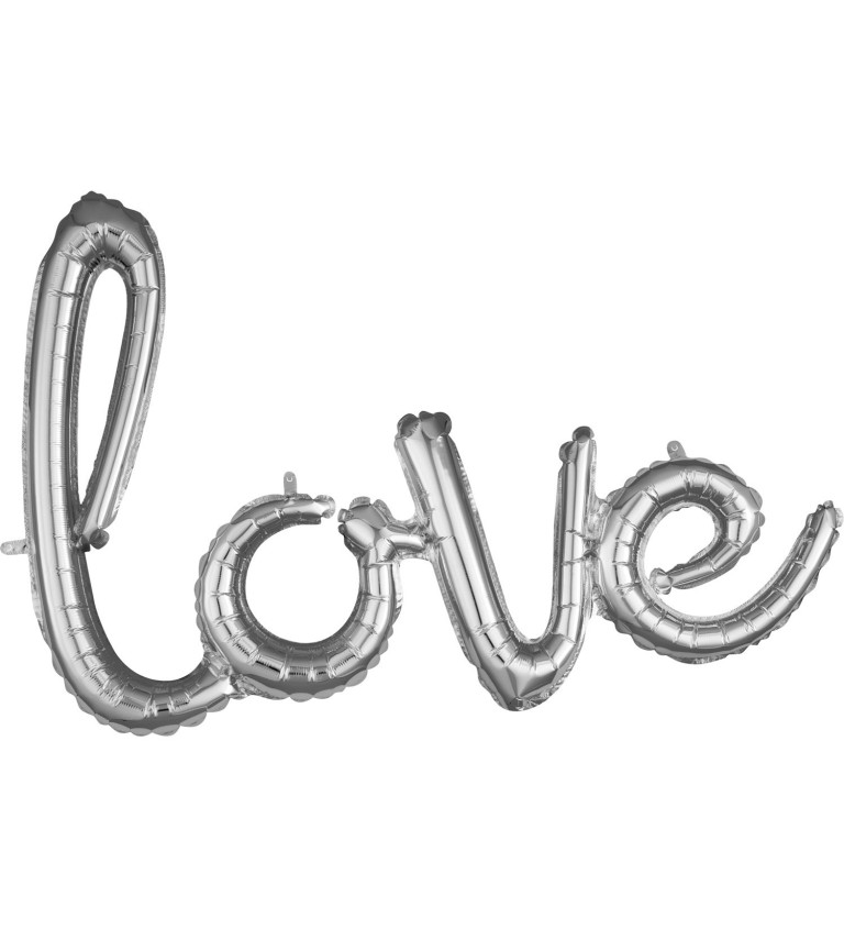 Balónek nápis, love - stříbrný