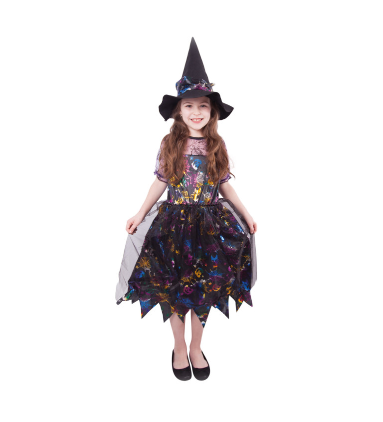 Dětský kostým - čarodějka, barevná verze