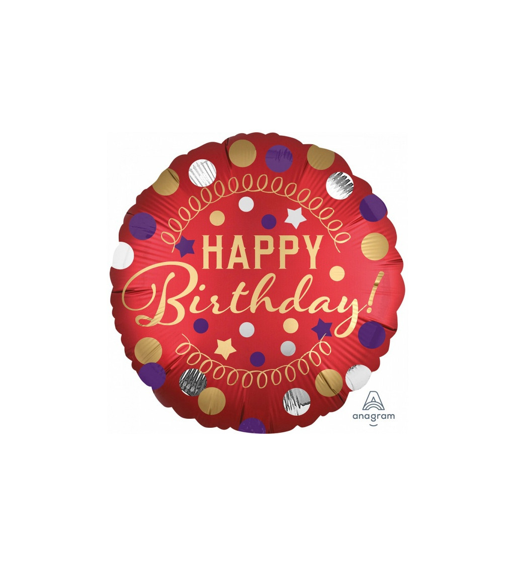 Fóliový balónek Happy Birthday! - červený