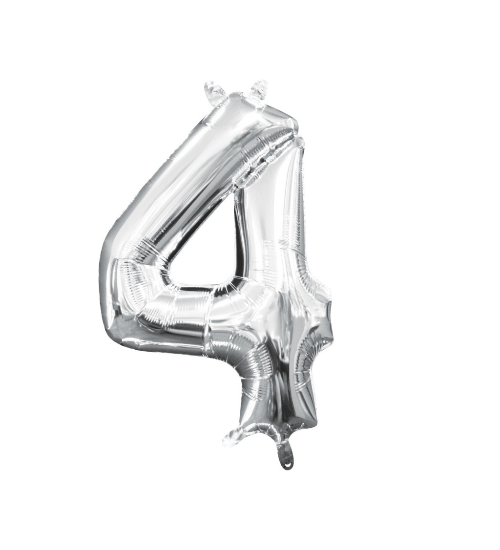 Stříbrný mini fóliový balónek - číslo 4