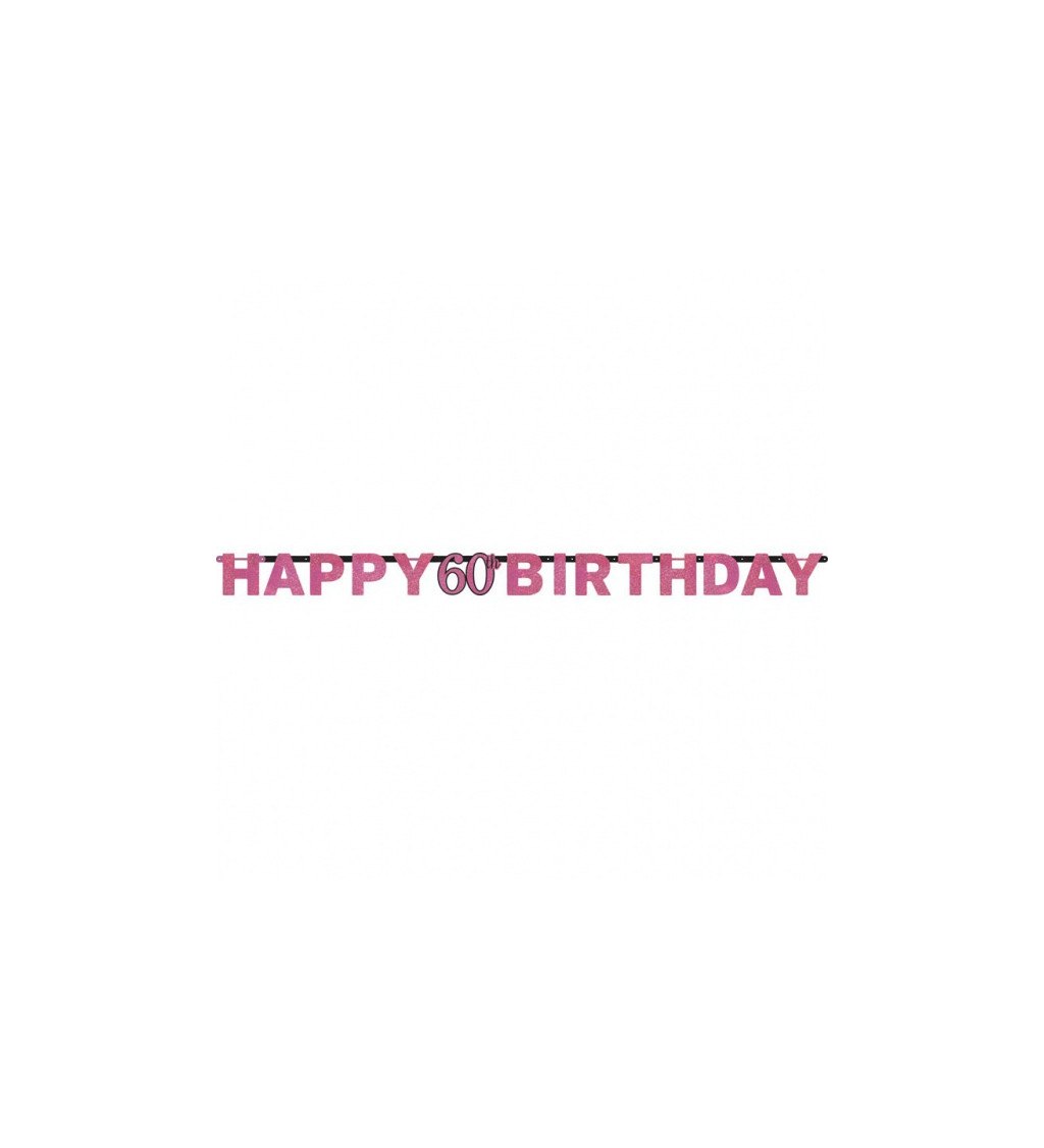 HAPPY BIRTHDAY baner 60 let - Růžový