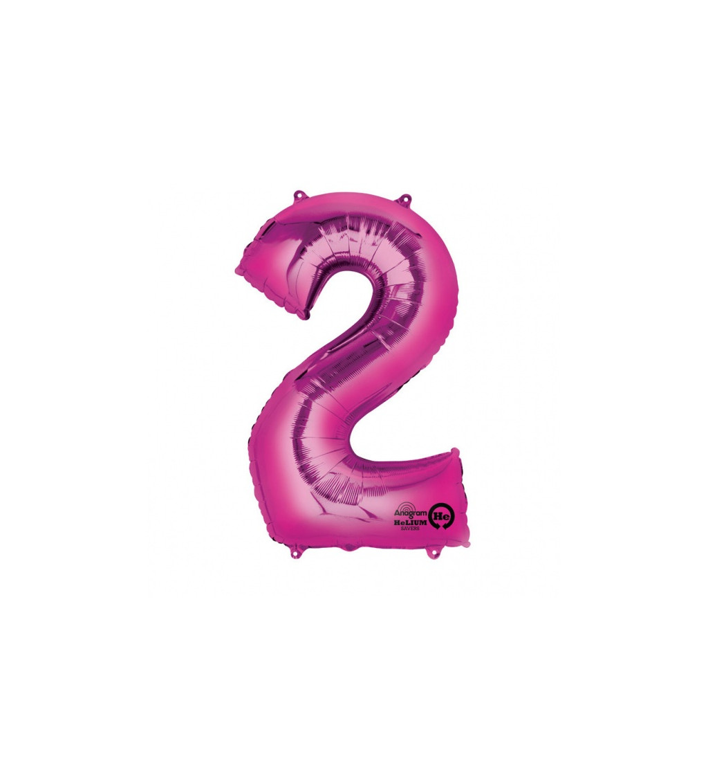 Růžový fóliový balónek - číslo 2