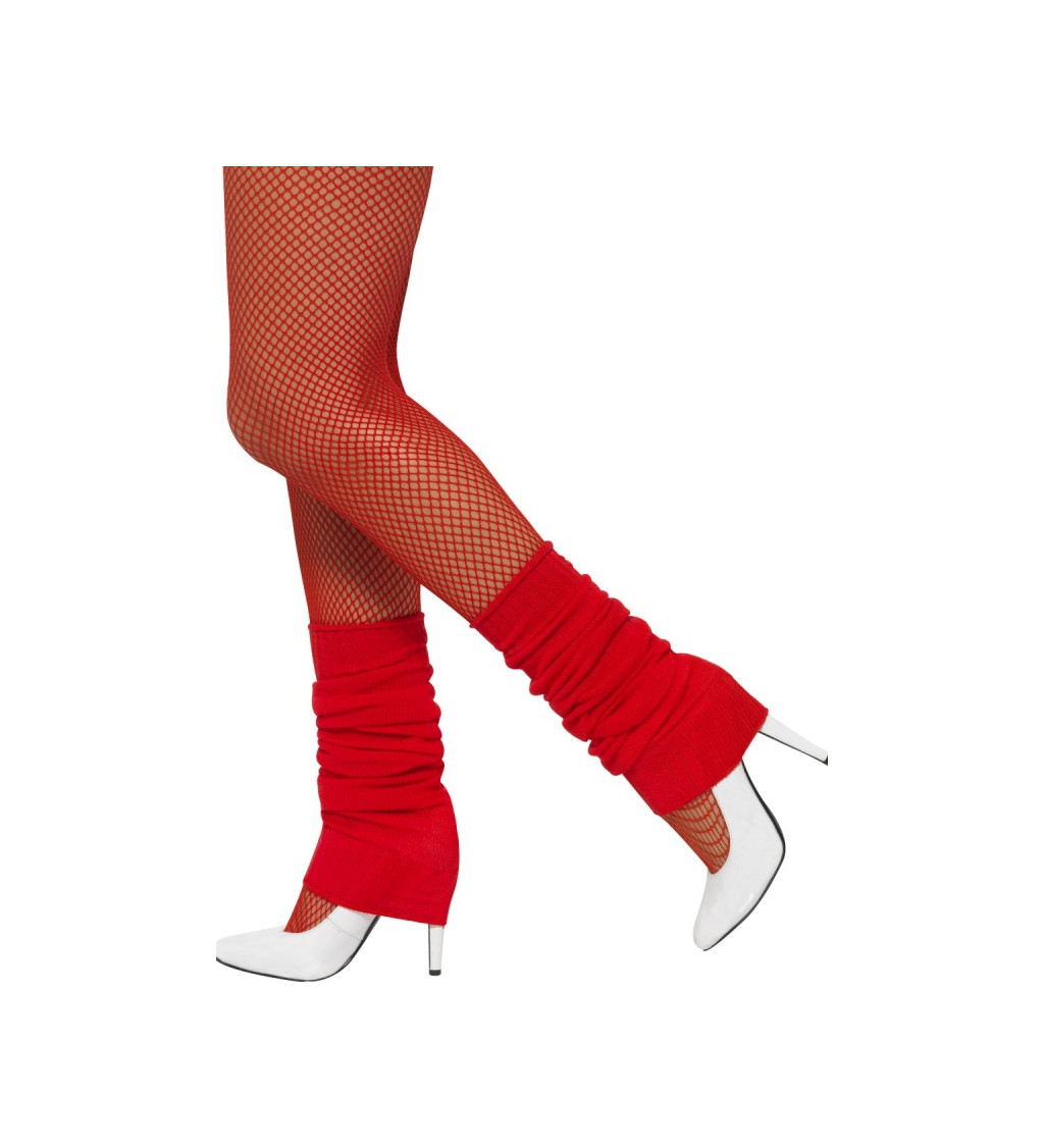 Červené pletené  návleky na nohy