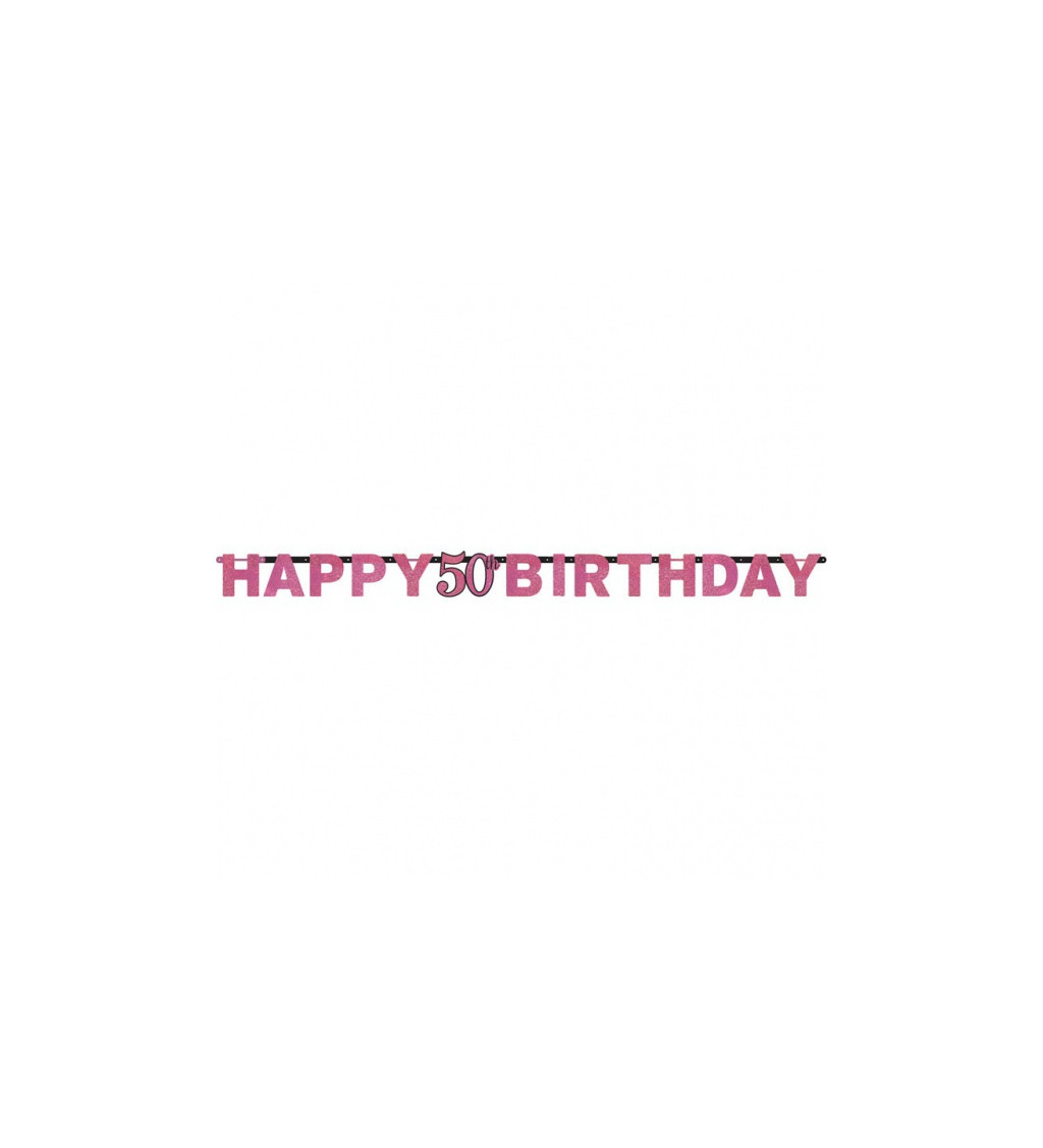 HAPPY BIRTHDAY baner 50 let - Růžový
