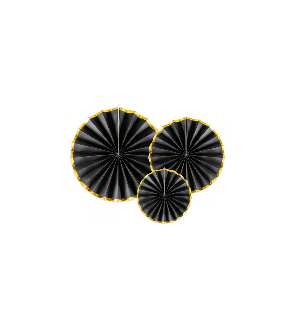 Černé rozety - zlatý lem