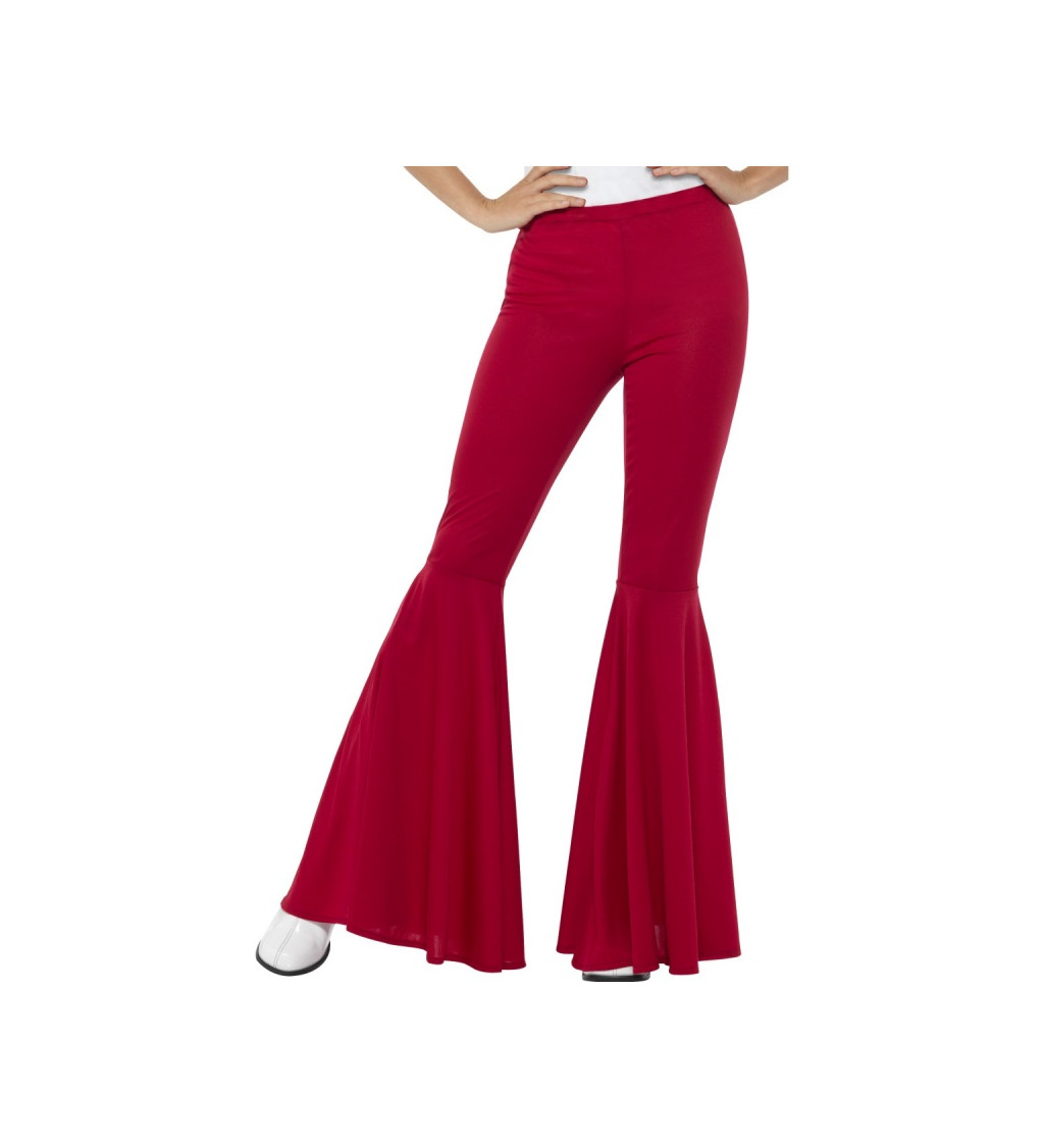 Červené dámské kalhoty do zvonu
