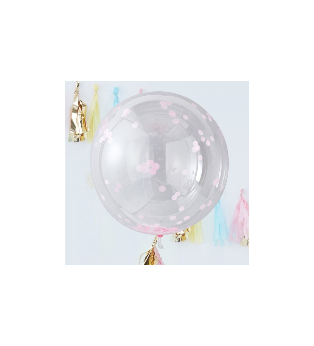 Balónek s konfetami - Růžový 3 ks