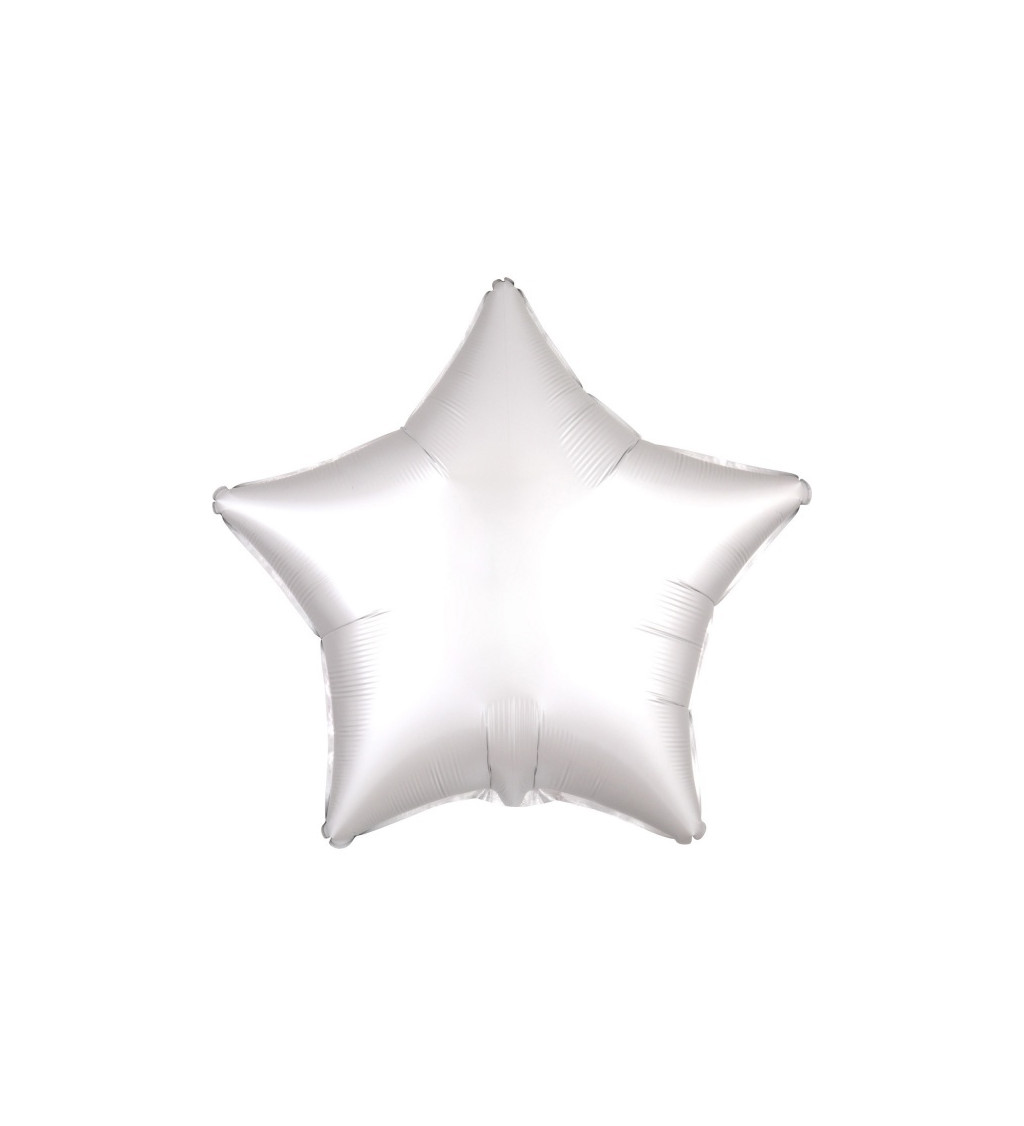 Saténová fóliová hvězda - bílá