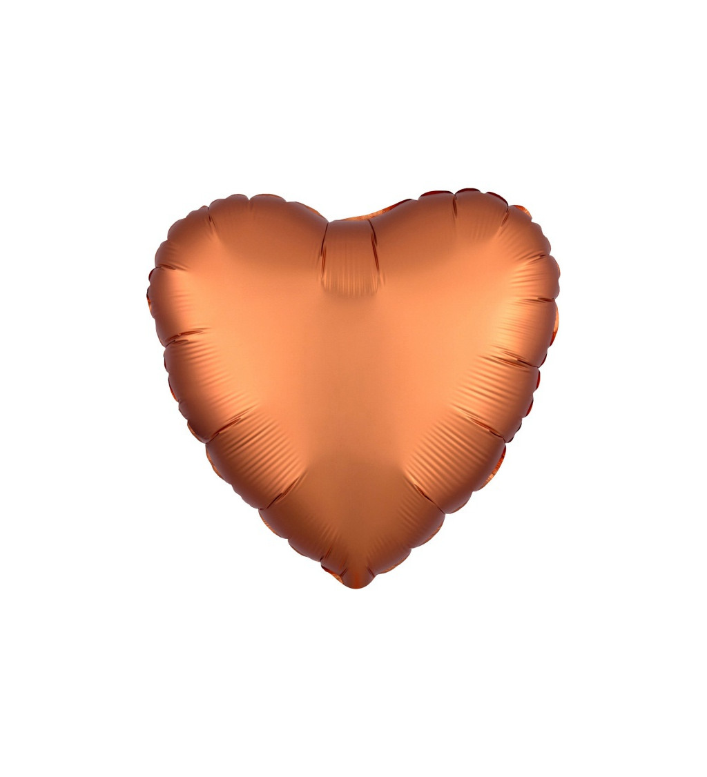 Saténové fóliové srdce - oranžovožluté