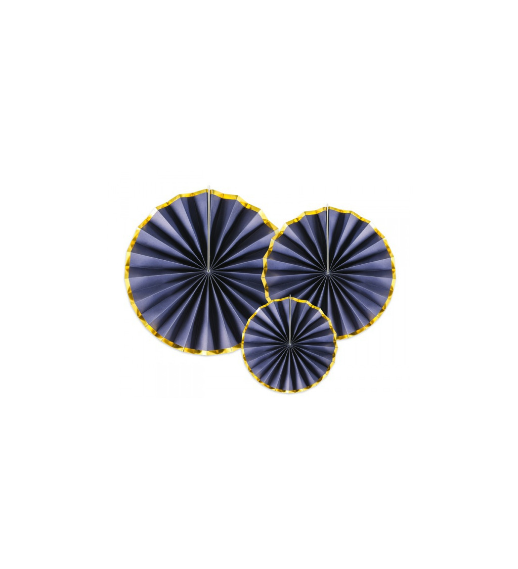 Navy modré rozety - zlatý lem