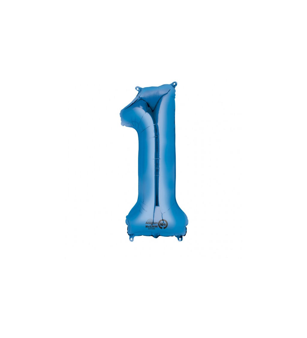 Modrý fóliový balónek - číslo 1