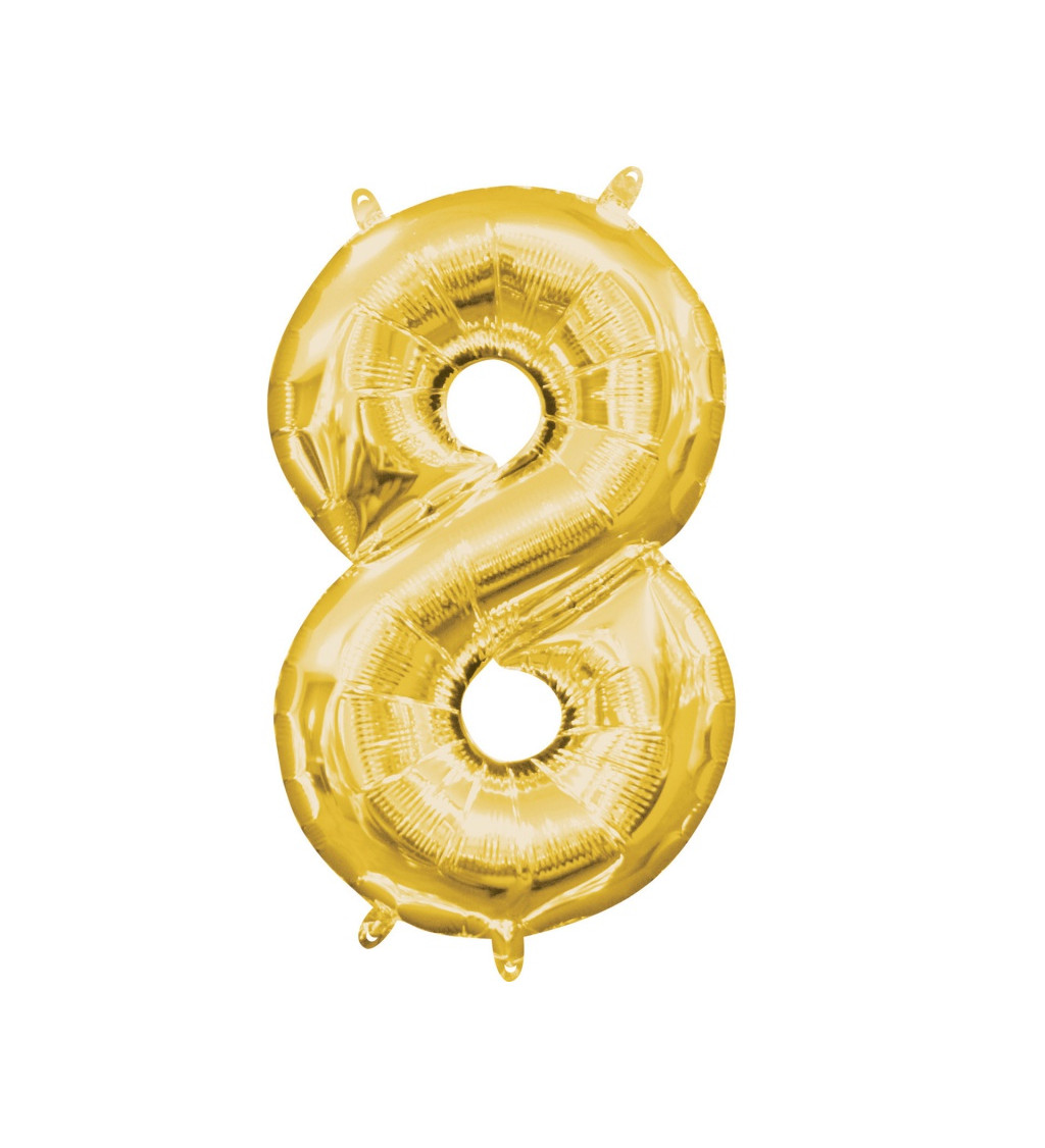 Zlatý mini fóliový balónek - číslo 8