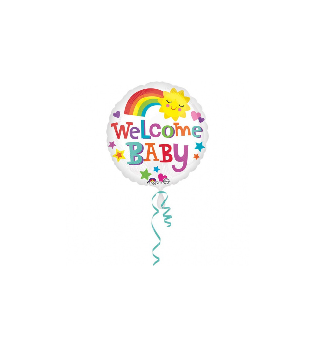 Fóliový balónek s duhou Welcome Baby