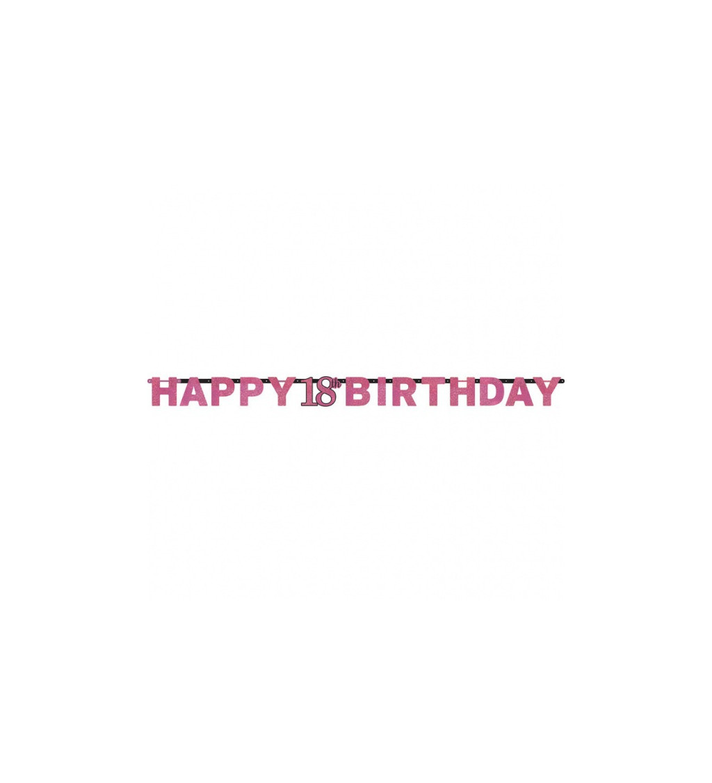HAPPY BIRTHDAY baner 18 let - Růžový