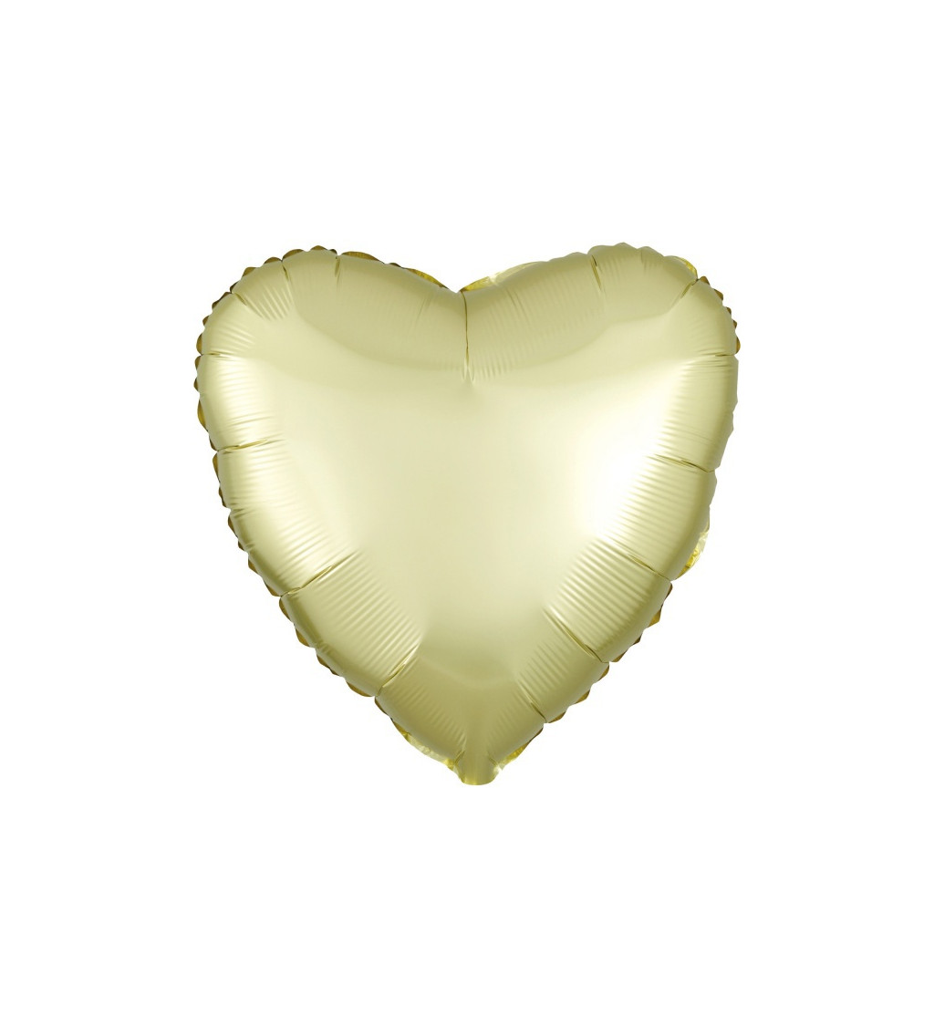 Saténové fóliové srdce - pastelově žluté