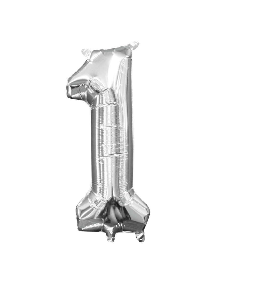 Stříbrný mini fóliový balónek - číslo 1