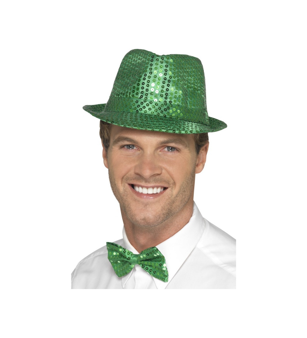 Flitrový klobouček - Zelený