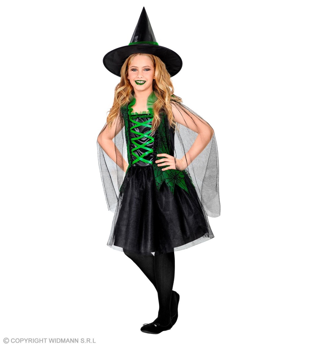 Čarodějnice - dětský kostým (zelený)